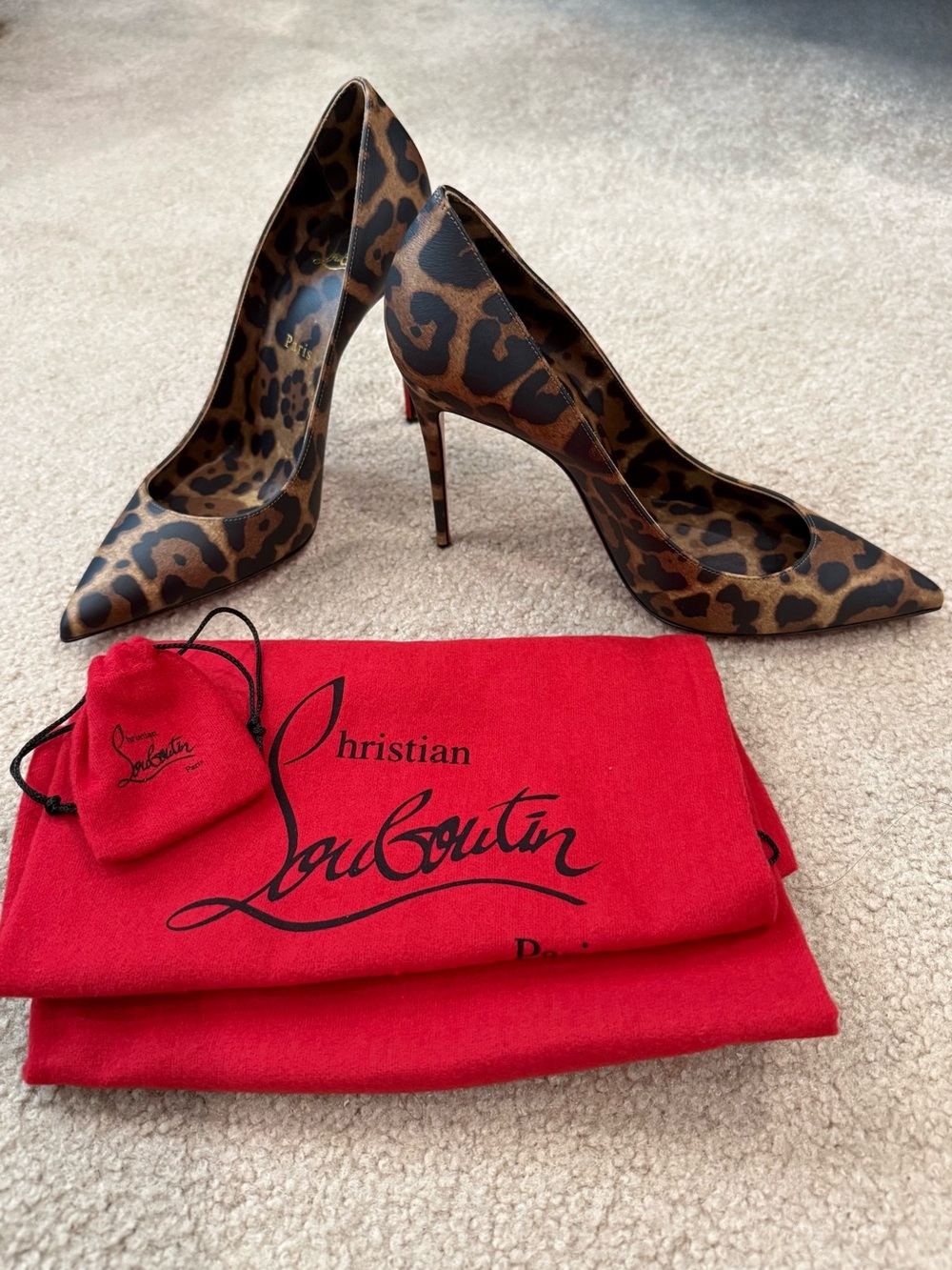 Christian Louboutin - Kate 100 heels - Leopard print - Size 39